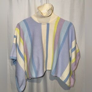 Y2K NWT GYMBOREE Sweater Poncho APRES SKI Turtleneck  Ivory Lavender Girls 5 6